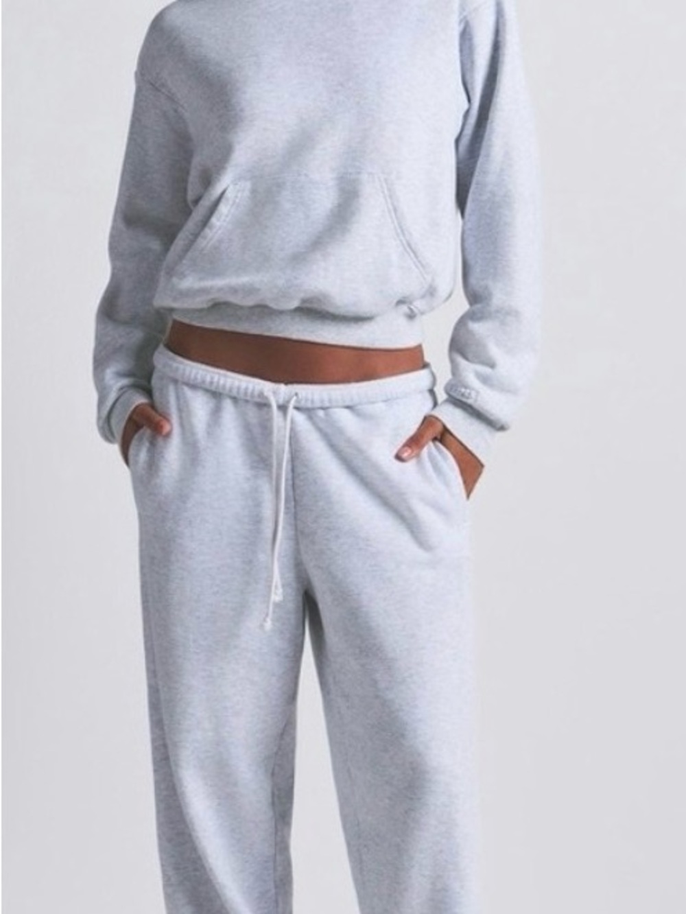 SKIMS Light Gray Track Joggers and Hoodie